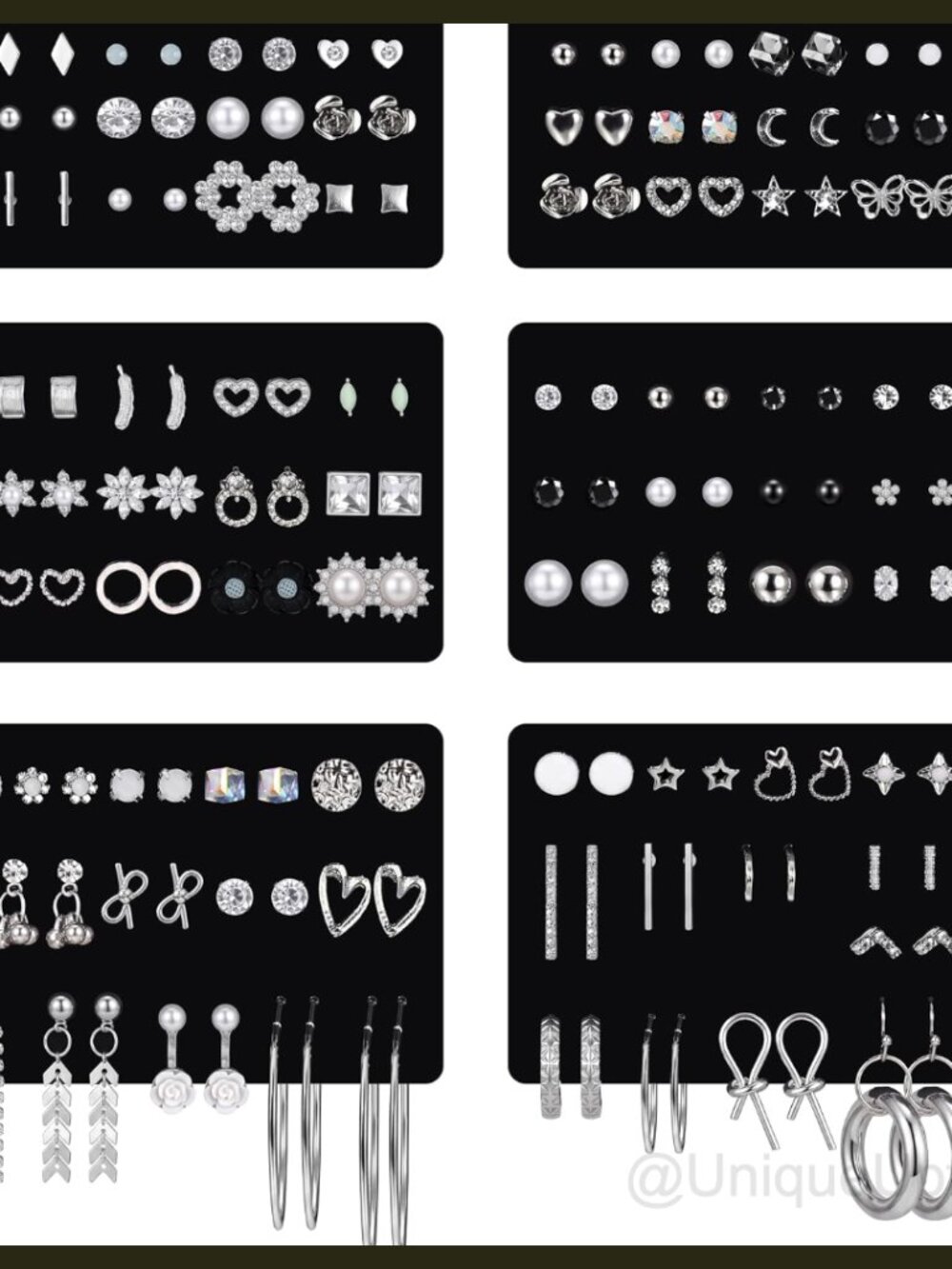 Hypoallergenic Stainless Steel Stud Earrings Set 90 Pairs for Sensitive Ears